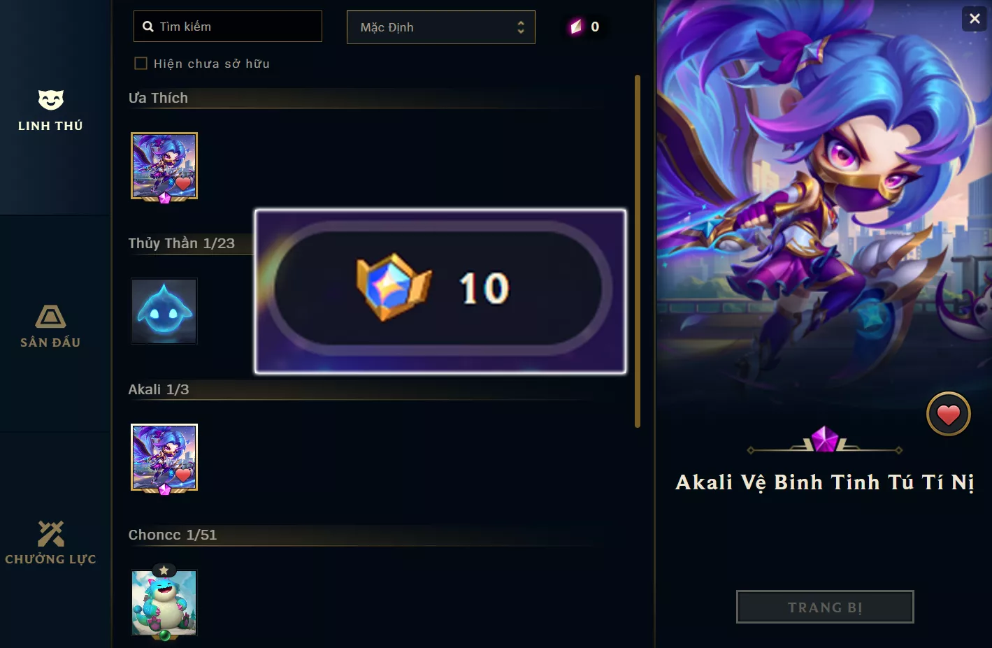 ACC TFT: Akali vệ binh tinh tú tí nị, Dư 11 huy hiệu(đổi sân bất kỳ), lv1 unrank, trắng thông tin